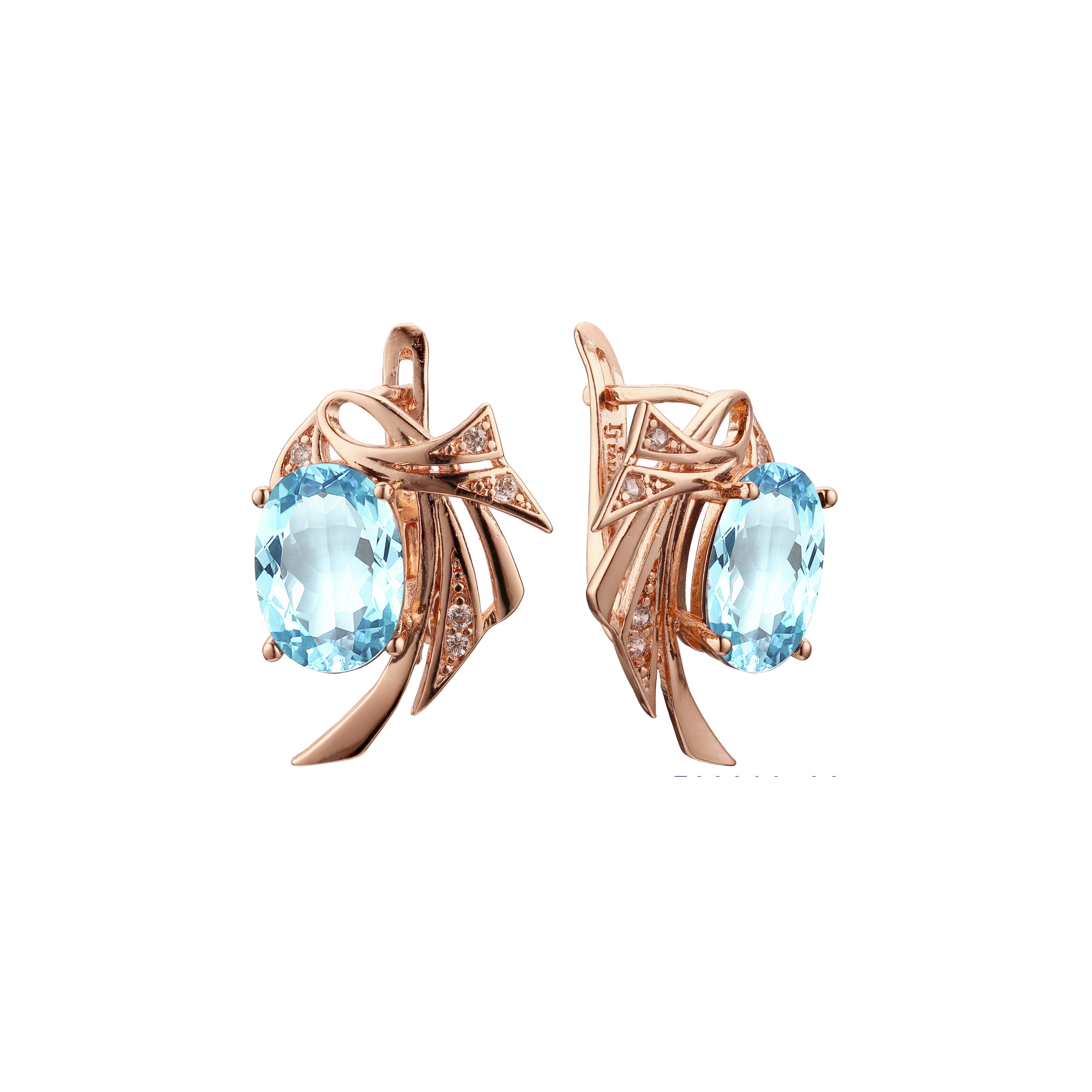 .Wings solitaire earrings in 14K Gold, Rose Gold plating colors