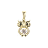 Owl animal pendant in 14K Gold, Rose Gold, 18K Gold plating colors