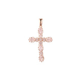 Big Radiant Cut Cluster white CZs Rose Gold, 14K Gold Latin Cross Pendant