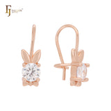 Rabbit ear 14K Gold, Rose Gold, White Gold wire hook child earrings