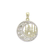 🔥 Islamic pendant of the moon and temple in 14K Gold, Rose Gold two tone plating colors