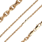 Cable Rolo Rope-Ketten mit Weißgold, 14-karätigem Gold und Roségold plattiert