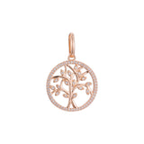 Tree and leaves halo pendant in Rose Gold two tone, 14K Gold plating colors