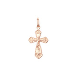 Colgante cruz ortodoxa rusa en Oro 14K, Oro Rosa bicolor, baño de Oro Blanco colores
