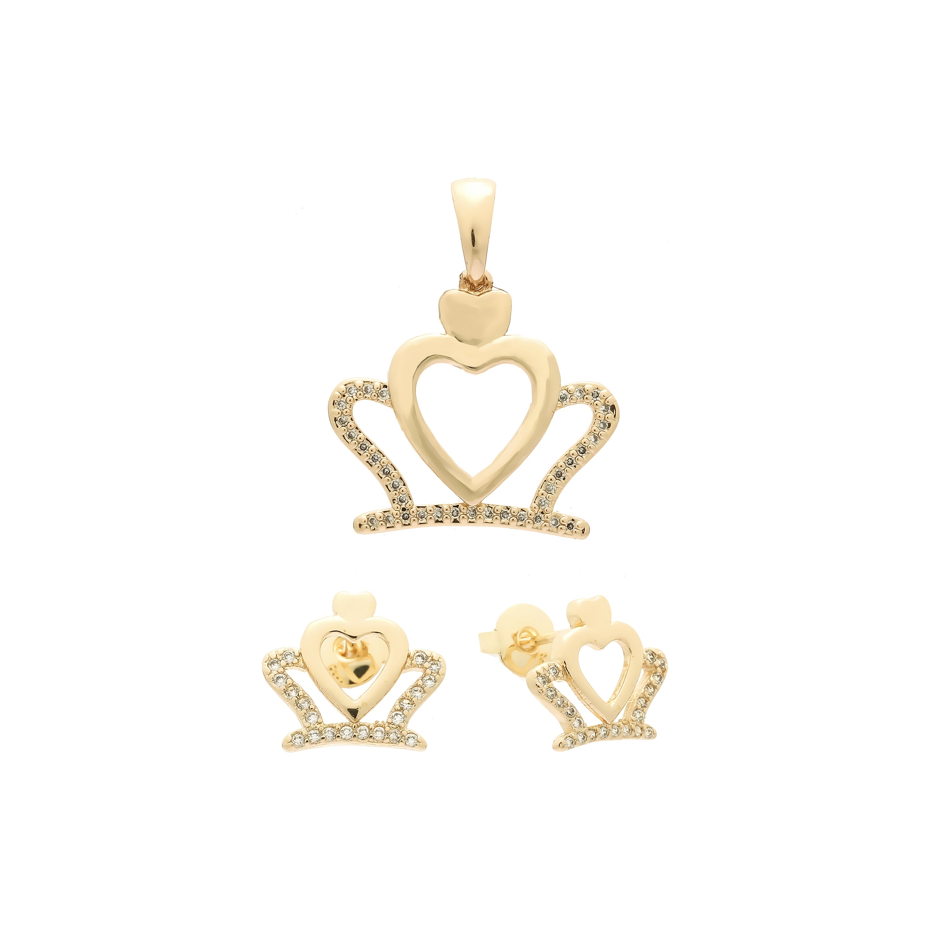 Conjunto de coroa de ouro rosa