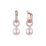 Pendientes de perlas de dos tonos de oro rosa