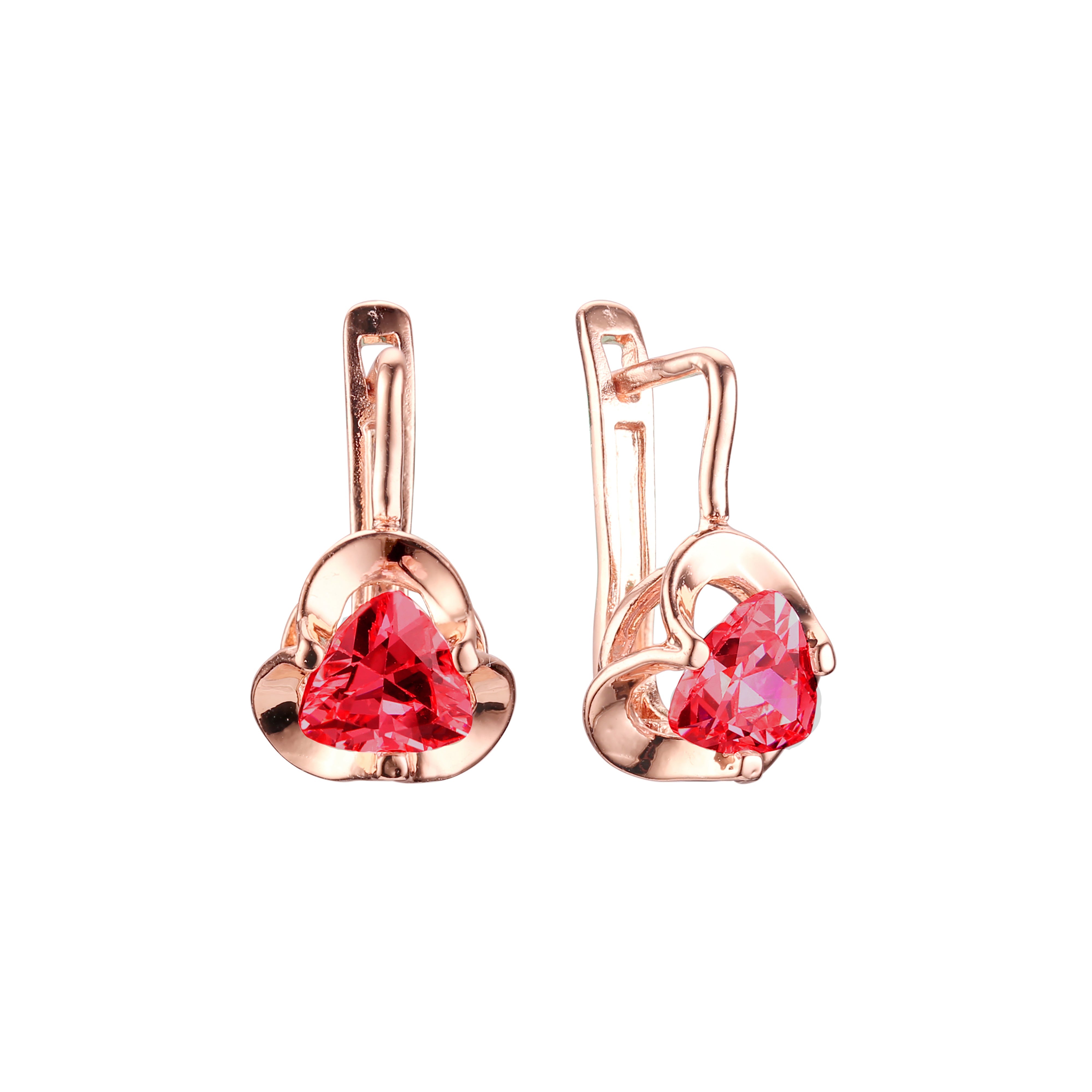 .Rose Gold clawed solitaire white CZ earrings