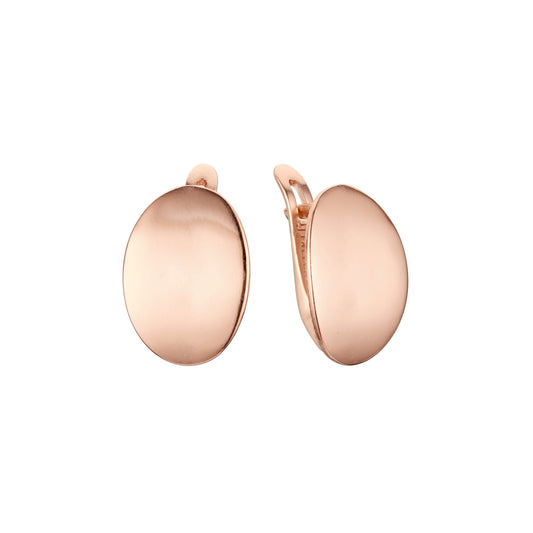 Glossy flank oval mirror Rose Gold Russian Lock earrings