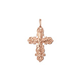🔥 Eastern Orthodox Russian budded pendant in Rose Gold two tone, 14K Gold plating colors