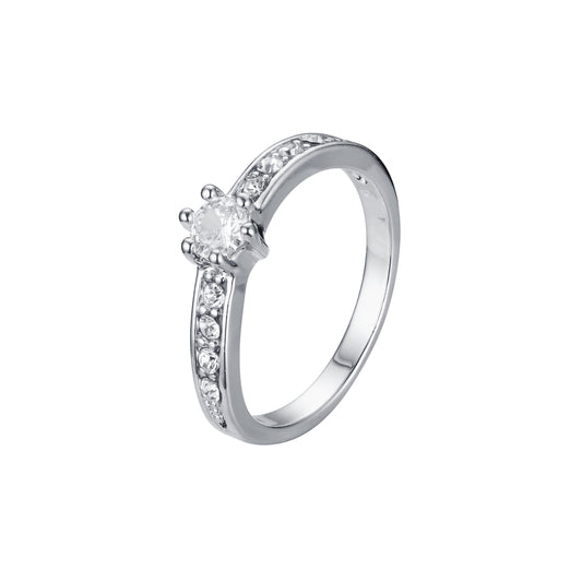 Solitaire rings paving stone in 18K Gold, White Gold plating colors
