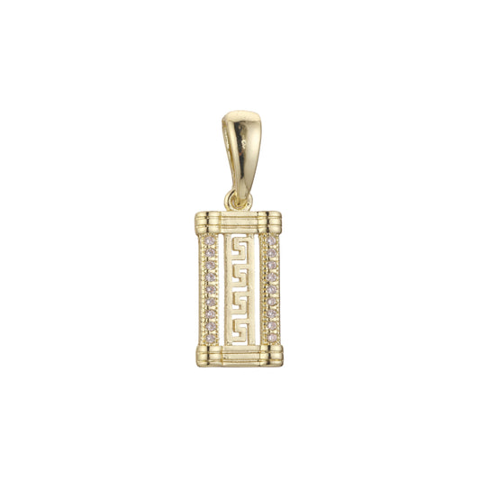 Greek key pendant in Rose Gold, 14K Gold plating colors