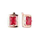 Pendientes rectangulares solitarios con marco y circonitas grandes en oro rosa