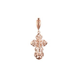 🔥 Eastern Orthodox Russian budded pendant in Rose Gold two tone, 14K Gold plating colors