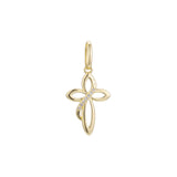 Cluster white CZs Tipped Rose Gold, 14K Gold Fashion Cross pendant