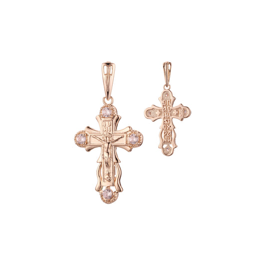 Maltese Eastern Orthodox Russian pendant in Rose Gold two tone, 14K Gold plating colors