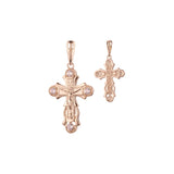 Maltese Eastern Orthodox Russian pendant in Rose Gold two tone, 14K Gold plating colors