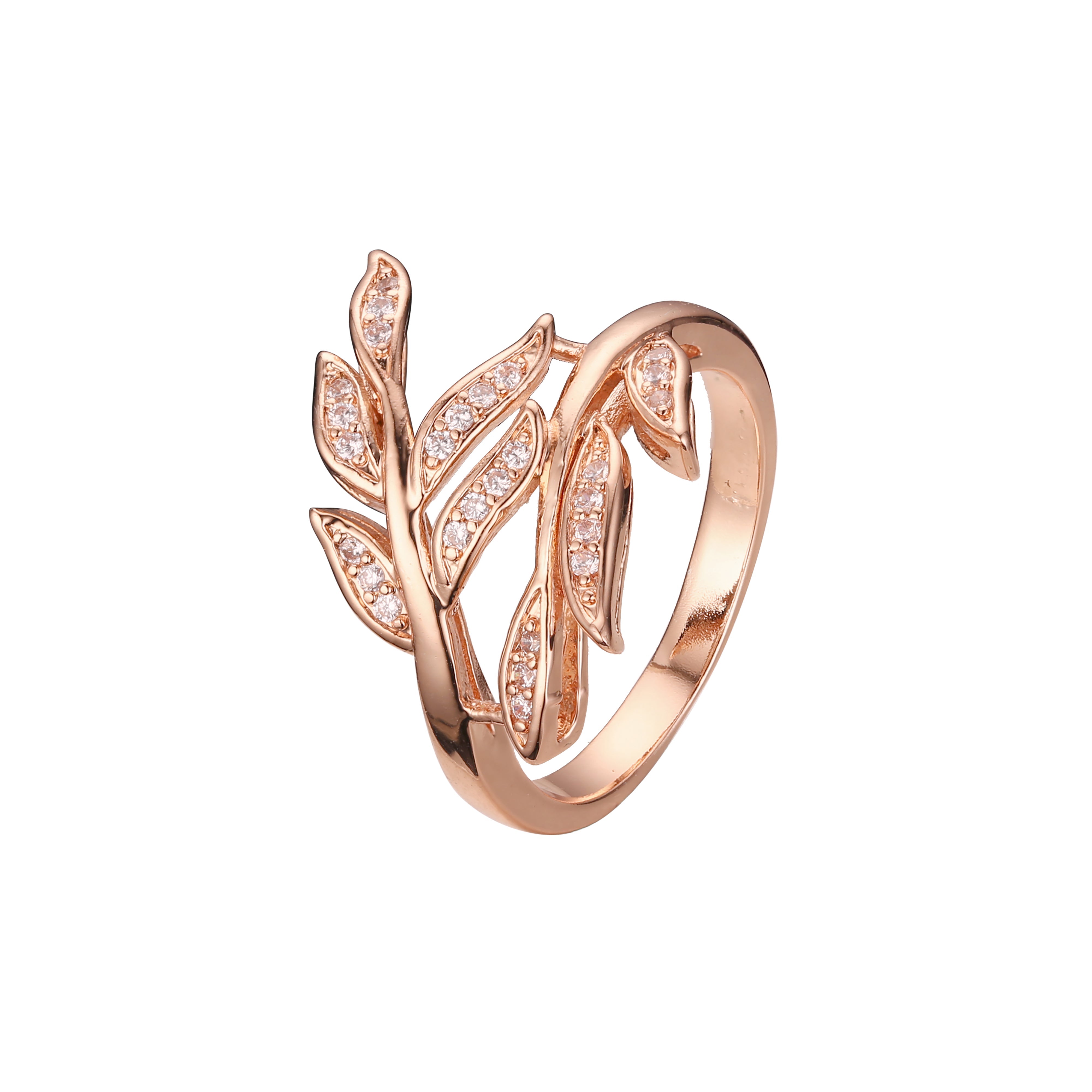 Fashion leave rings in 18K Gold, White Gold, 14K Gold, Rose Gold plating colors