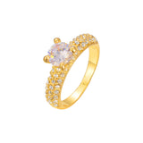 Anillos solitarios adoquines en oro de 18 quilates, oro blanco, Oro 14K, colores de baño de oro rosa