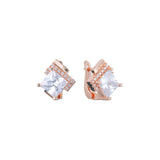 Solitaire emerald cut big stone earrings in 14K Gold, 18K Gold, Rose Gold plating colors