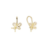 Brincos infantis de gancho de arame borboleta em ouro 14K, cores banhadas a ouro rosa