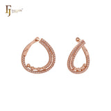 Twisted paved white czs 14K Gold,Rose Gold earrings