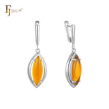 .Серьги Marquise с большими оранжевыми камнями, покрытыми золотом 14 карат, розовым золотом