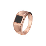 Black oil painted Rose Gold men's signet rings