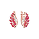 Cluster blühende Blätter CZs 14K Gold, Roségold, zweifarbige Ohrringe