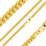Fancy Link Spiga 小麦紧凑型链条，镀 14K 金