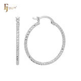 Twisted rope textured 14K Gold, Rose Gold, White Gold Hoop earrings