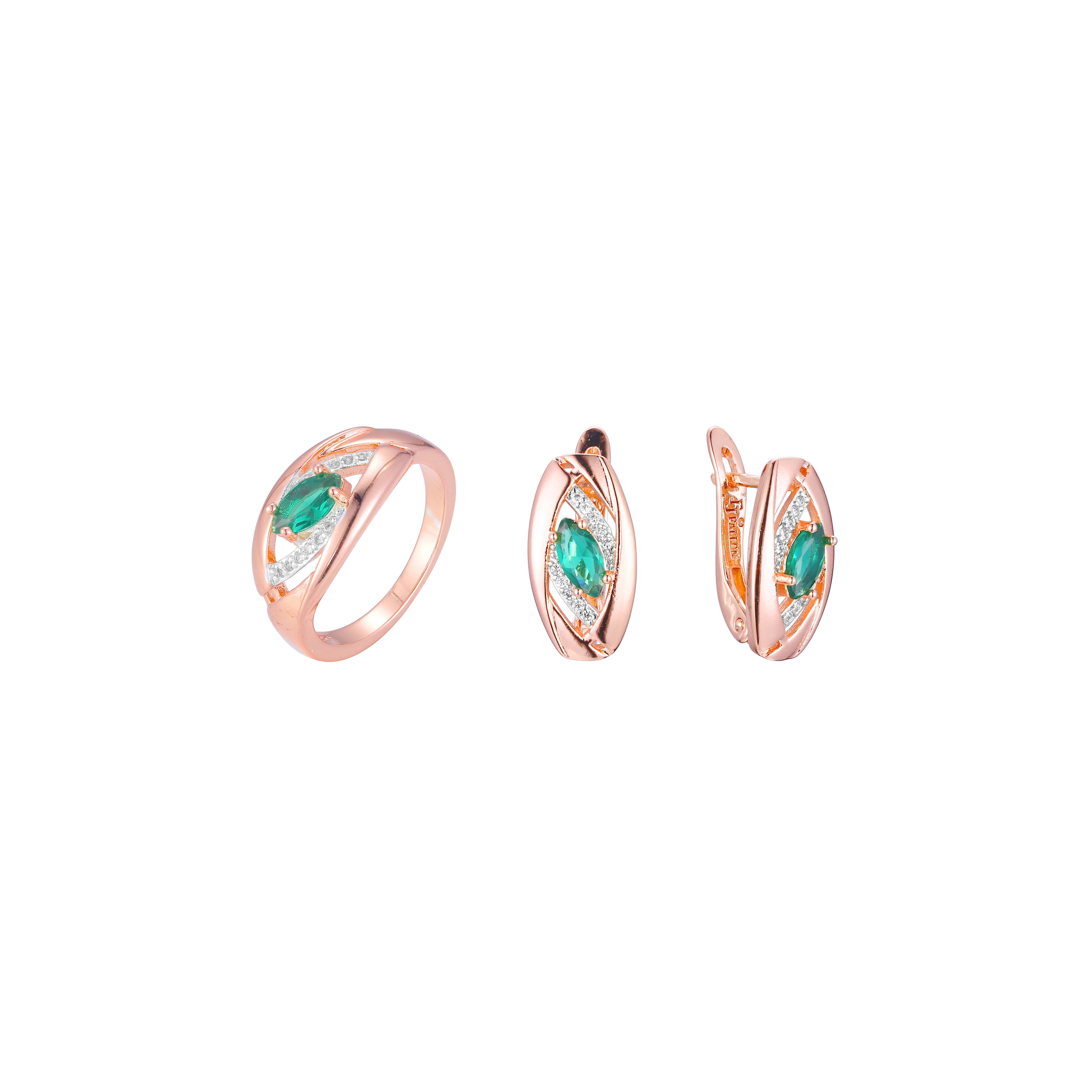 .Luxuri?ses, farbenfrohes Clusterring-Schmuckset aus Ros¨¦gold