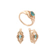 Conjunto de joias de ouro rosa com anéis solitários de orquídea lago CZ azul