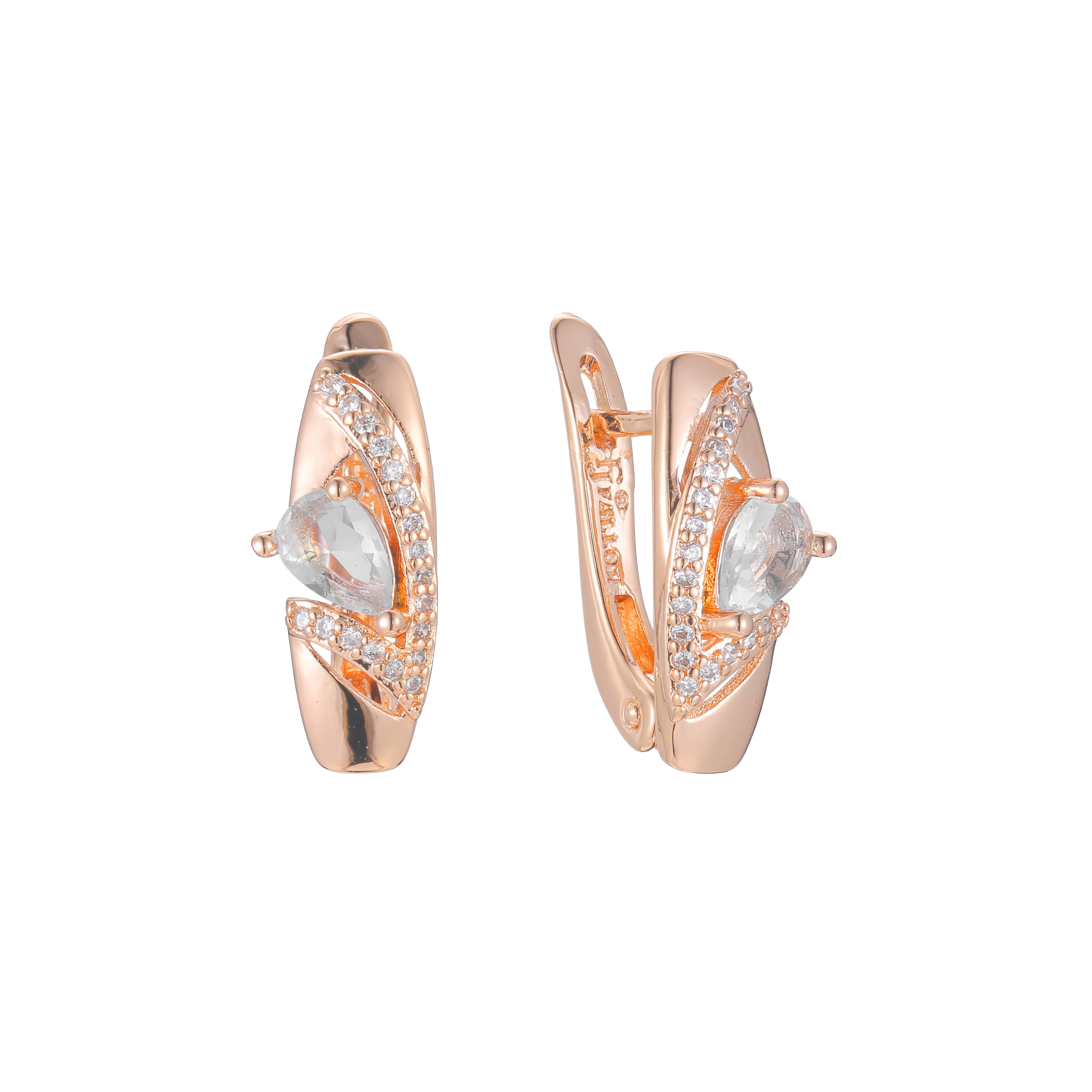 Cluster-Tropfen-CZs 14 Karat Gold, Roségold, zweifarbige Ohrringe