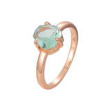 Solitaire Apple Green CZ Rose Gold rings