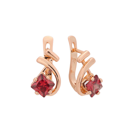 Pendientes de oro rosa con circonitas cúbicas coloridas y solitarios en tono musical