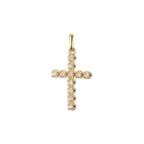 Cluster white CZs Rose Gold, White Gold, 14K Gold Latin Cross Pendant