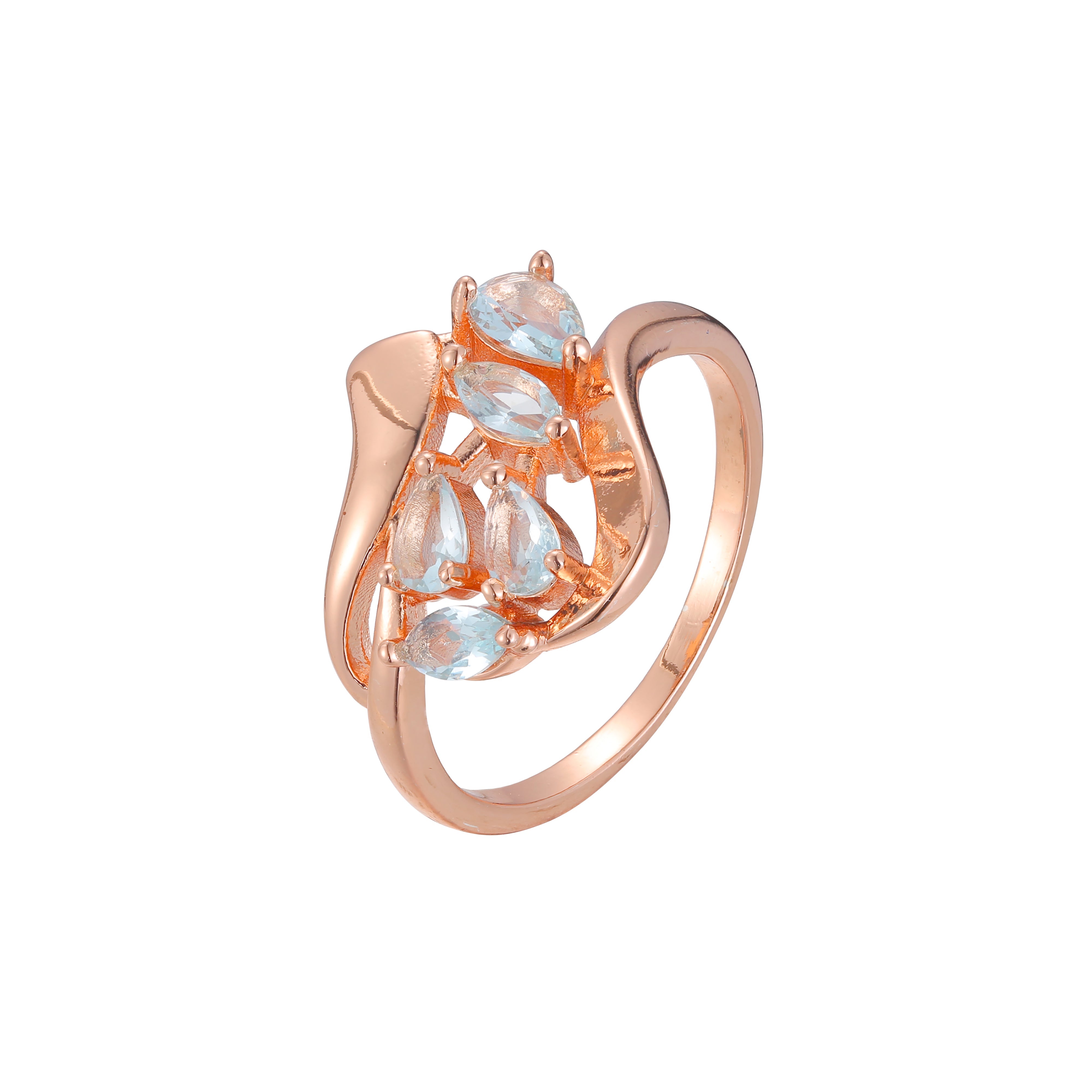 Ros¨¦goldene Cluster-Ringe mit vier Marquise-Steinen