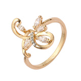 Anéis de ouro rosa cz flor branca da moda