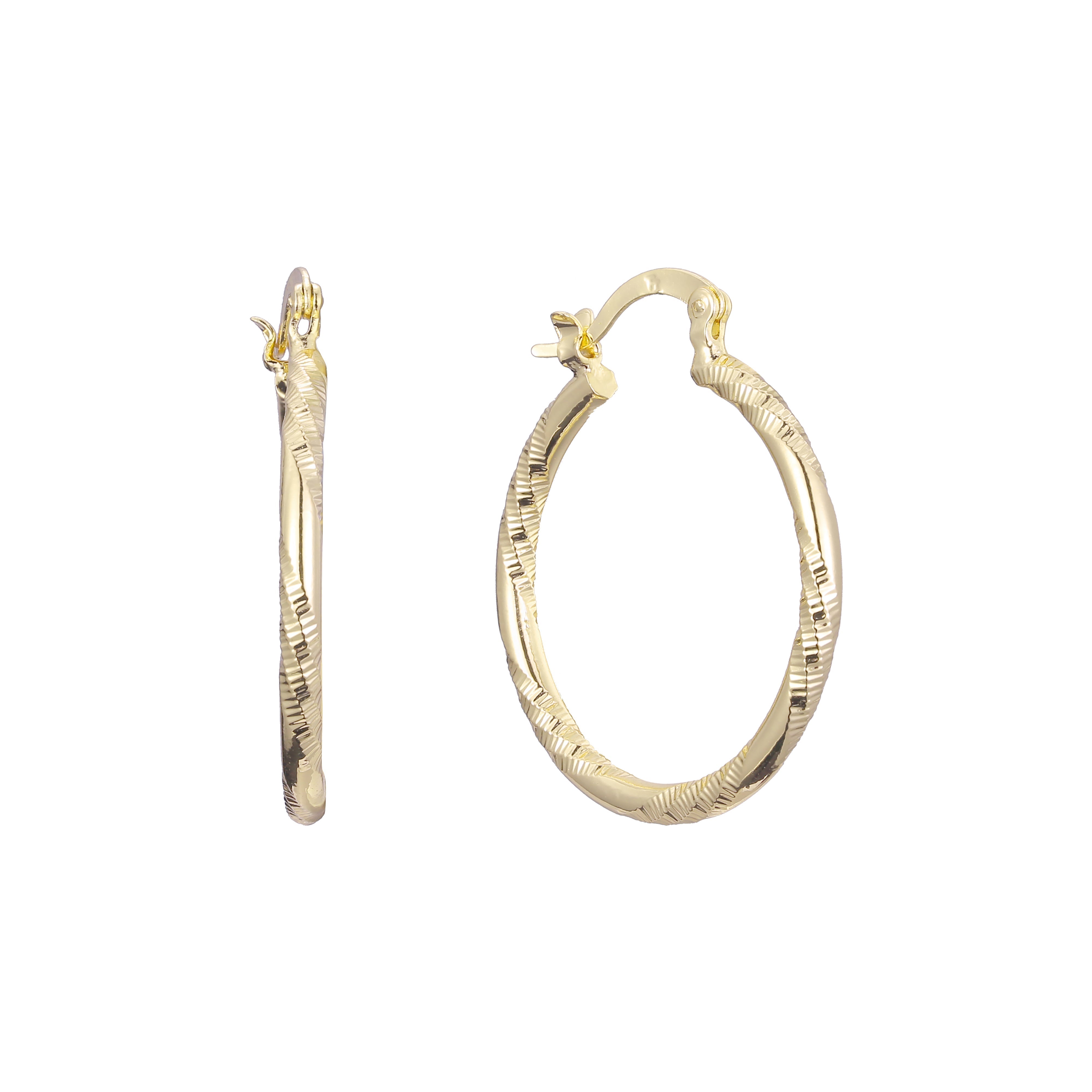 Brincos de argola em ouro 14K texturizado e ouro rosa