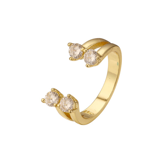 Open four stones rings in Rose Gold, 14K Gold plating colors