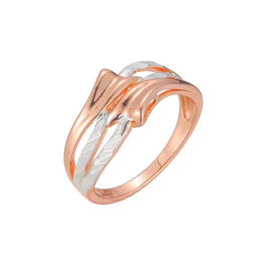 Rose Gold two tone three band plain design rings