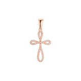 Cluster white CZs Rose Gold Latin Budded Cross Pendant
