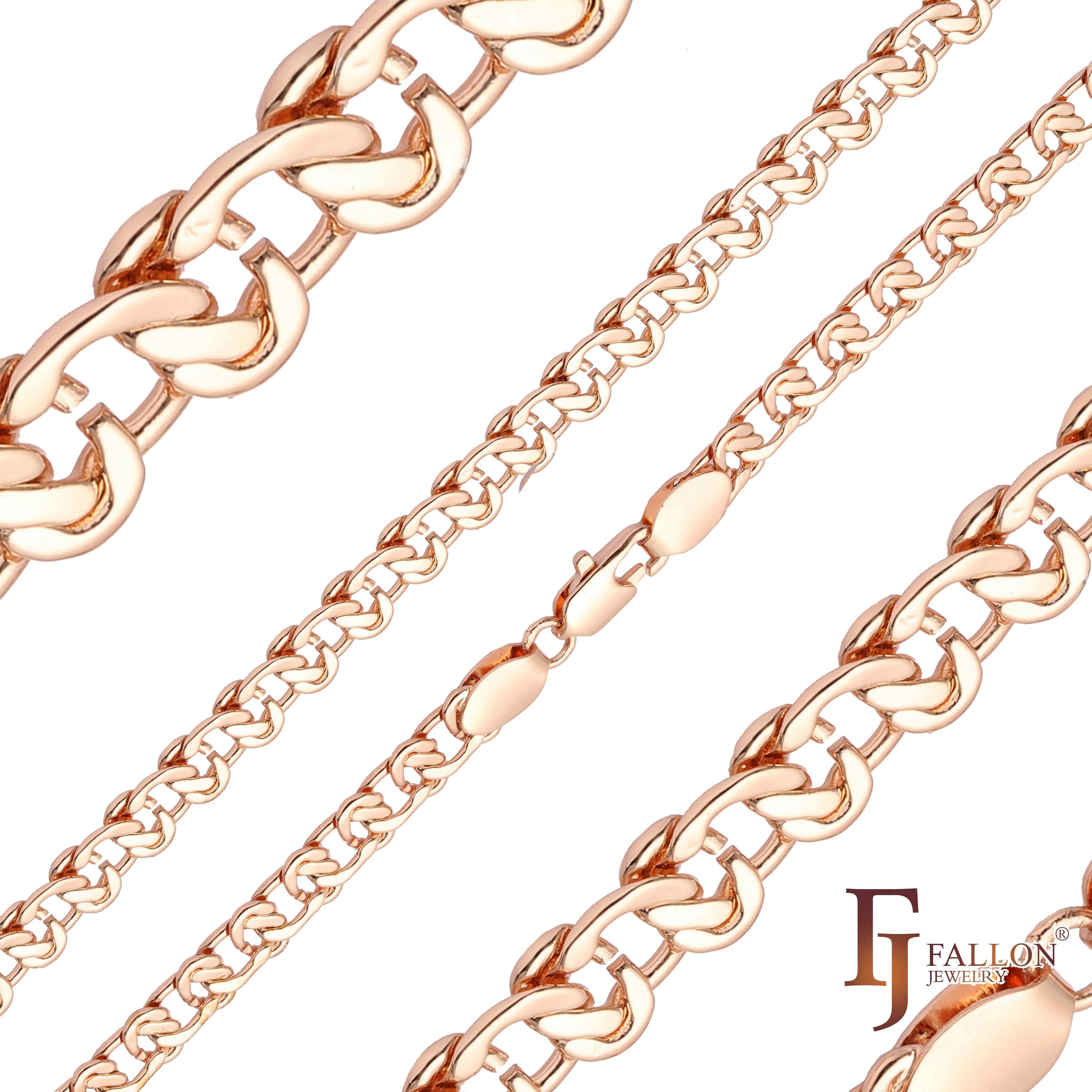 14K ゴールド、ローズゴールド、ホワイトゴールドメッキのケーブル スネイル リンク チェーン