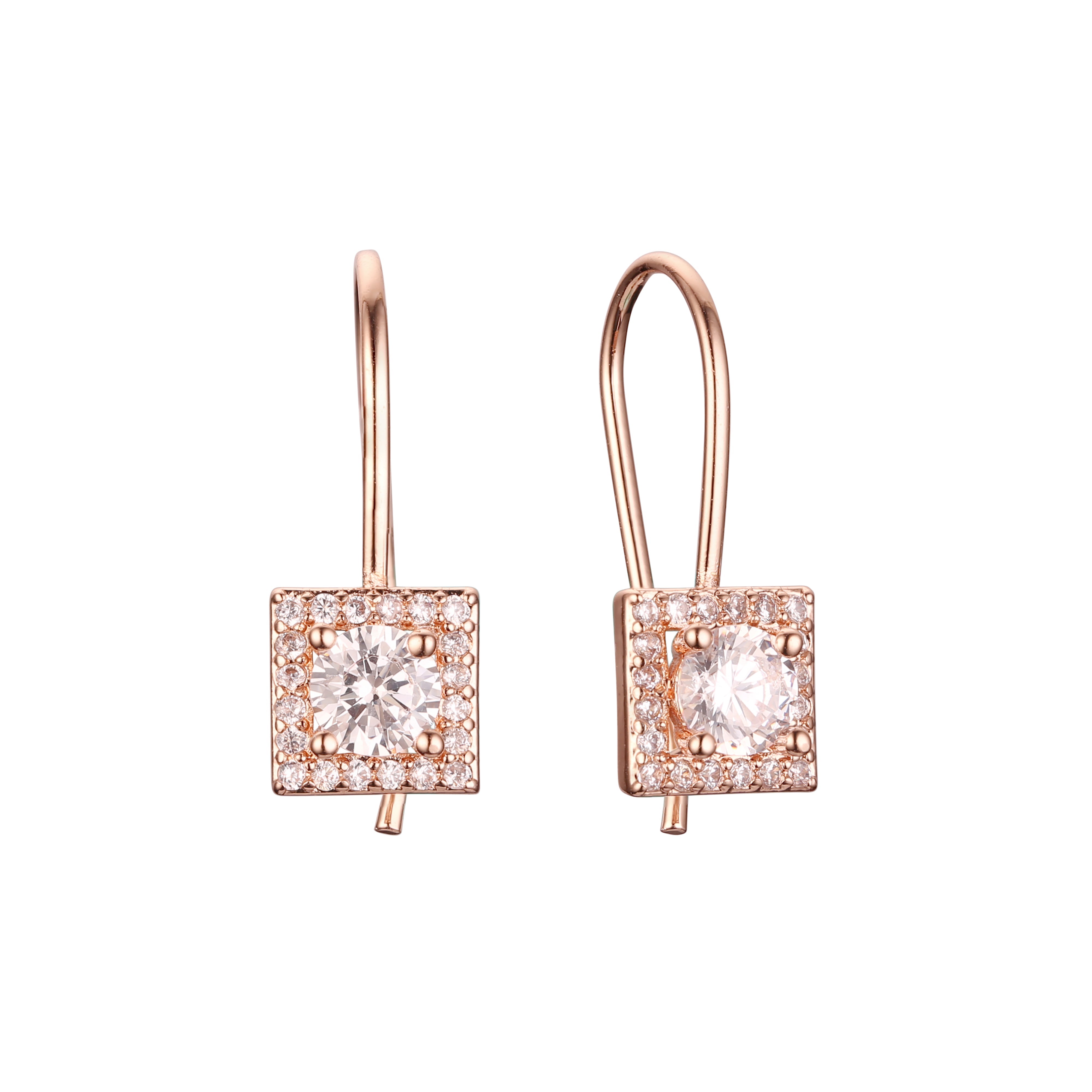Wire hook earrings in Rose Gold, Rose Gold two tone plating colors