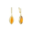 .Серьги Marquise с большими оранжевыми камнями, покрытыми золотом 14 карат, розовым золотом