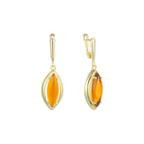 .Серьги Marquise с большими оранжевыми камнями, покрытыми золотом 14 карат, розовым золотом
