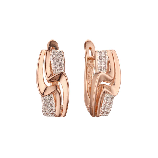 Pendientes de dos tonos de oro rosa