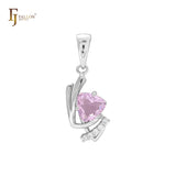 Solitär-Anhänger aus 14-karätigem Gold, Roségold und Weißgold mit bunten CZ-Solitäranhängern in dreieckiger Form