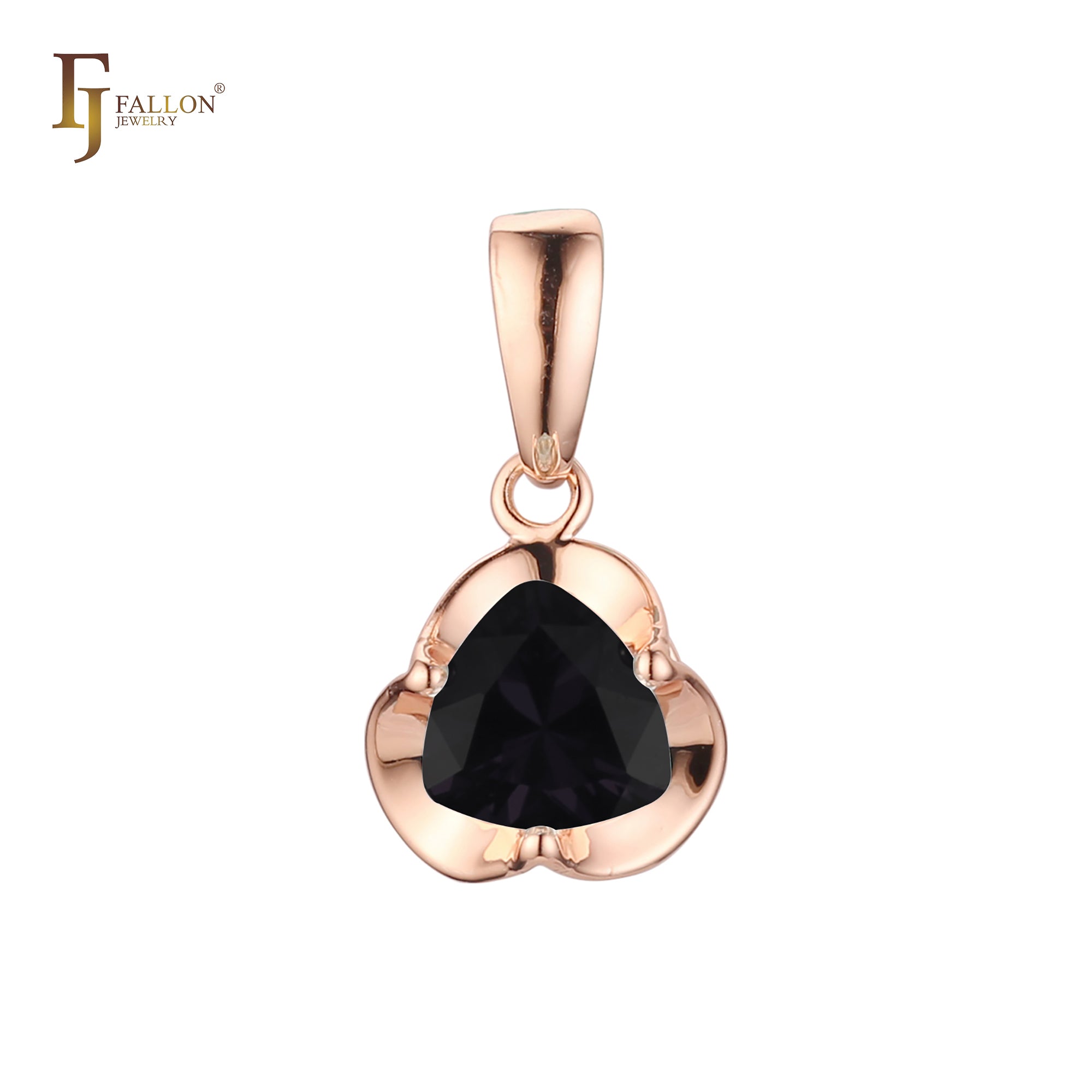 Solitär-Anhänger mit buntem Zirkonia 14 Karat Gold, Roségold, Weißgold