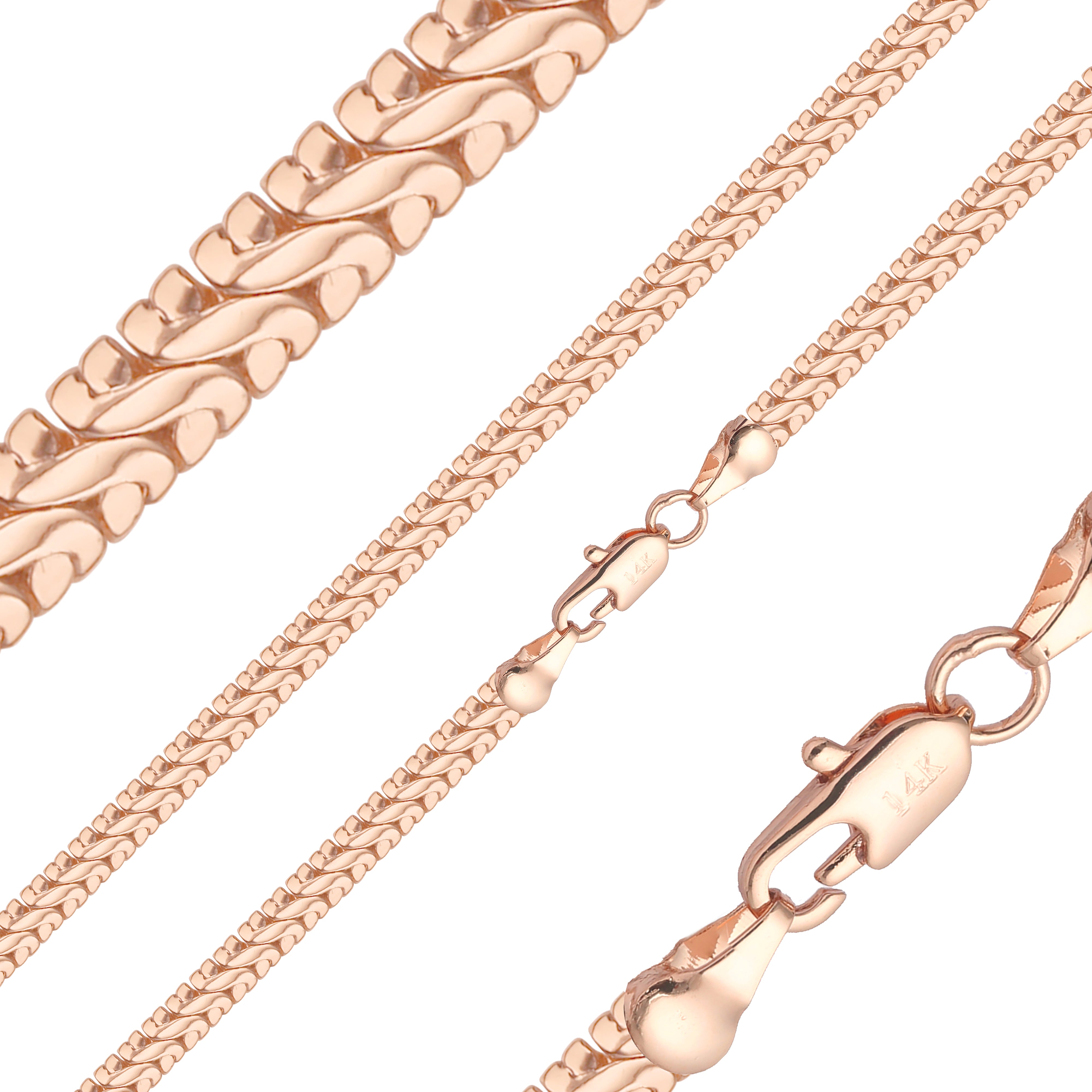 Cadenas serpiente enchapadas en Oro 14K, Oro Rosa